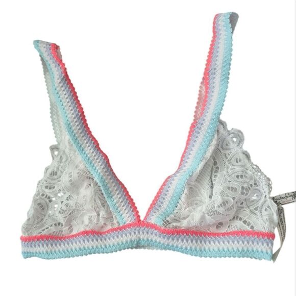 Intimately Free People white lace bralette pastel stripes size XS - Picture 3 of 8